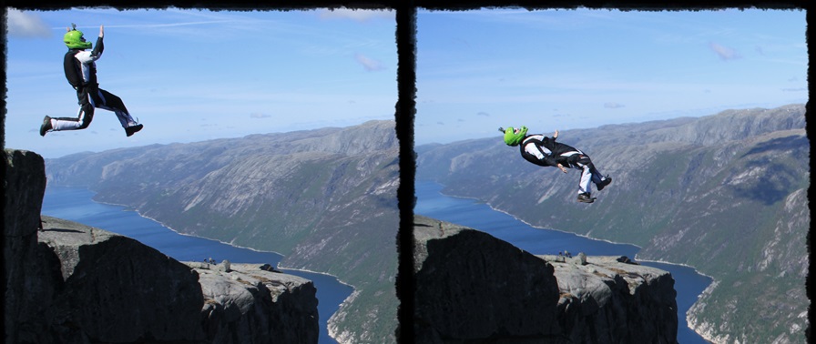 uparci, niebanalni, dla normalnych nienormalni – dream jumping, B.A.S.E., slackline na górze Kjerag